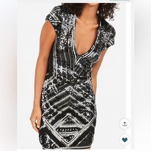 Black mini sequins dress